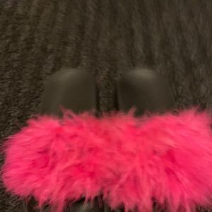 Fluffy pink slides